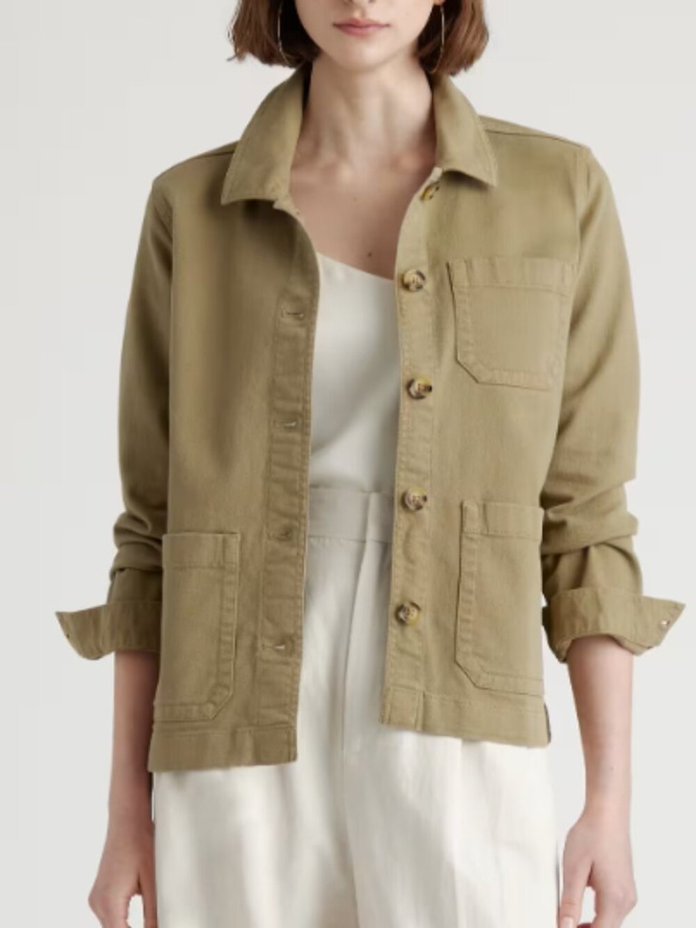Quince Organic Comfort Stretch Chore Jacket Olive Size Medium